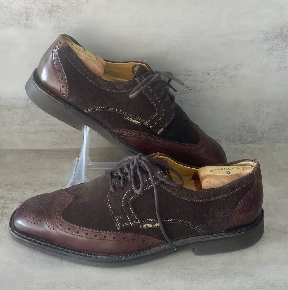 Mephisto Paolino Wingtip Oxford Brown Leather Suede Men's US 10 Goodyear Welt